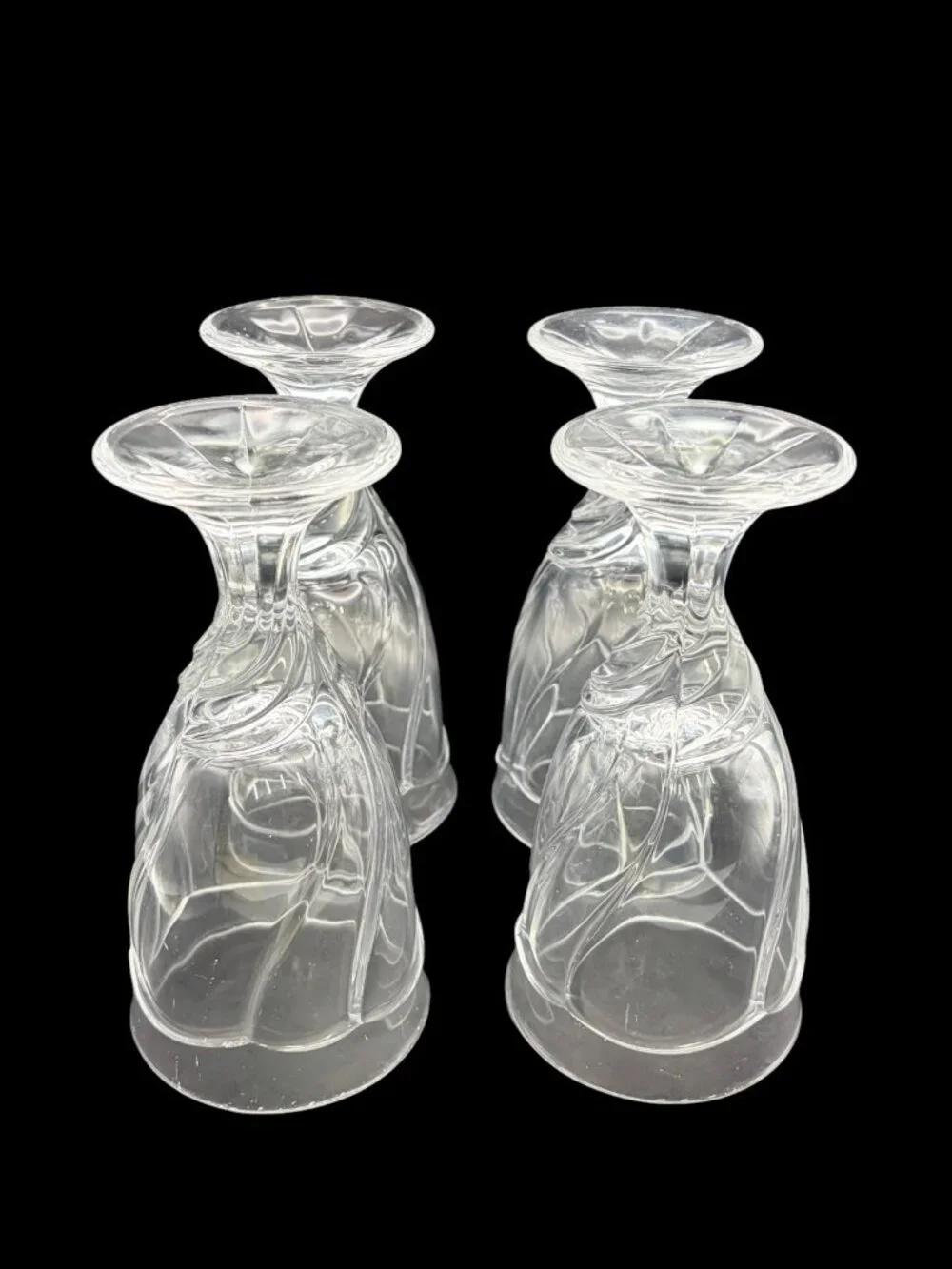 Vintage Noritake Sweet Swirl Clear Water Goblets Set of 4 | 7.5